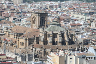 High angle view of church in city