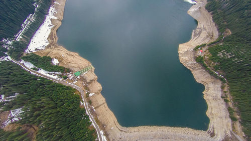 High angle view of lake amidst trees