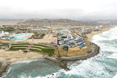 High angle view of sea against sky