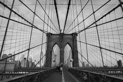 Low angle view of suspension bridge