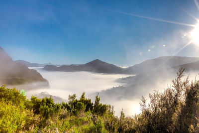 Scenic view of mountains against sky