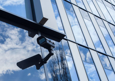 Low angle view of metallic structure against sky