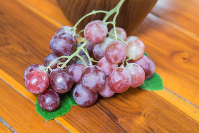 High angle view of grapes on table
