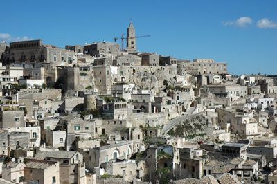 High angle view of buildings in city