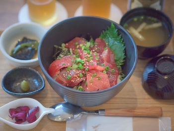 Close-up of food in bowl on table