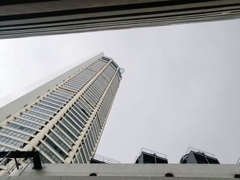 Low angle view of modern buildings against clear sky