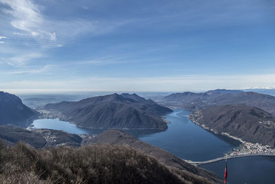 Aerial view of the lake of lugano