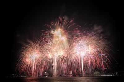 Firework display at night