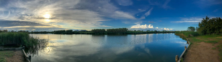 Panoramic view of lake against sky