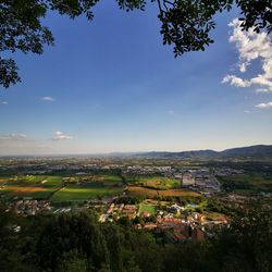 High angle view of townscape against sky