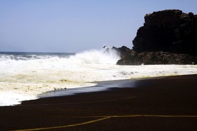 Scenic view of sea against clear sky