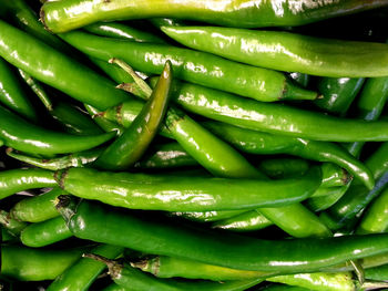 Full frame shot of green chili peppers