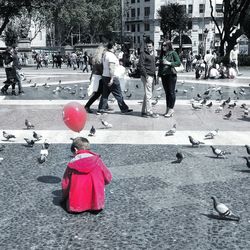 Woman looking at city