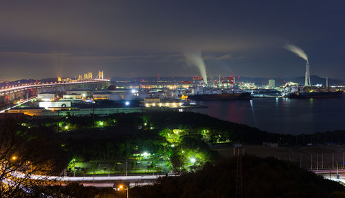 Illuminated city at night