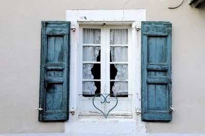 Closed door of house