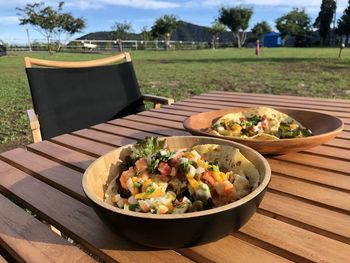Close-up of food on table