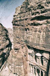 Low angle view of rock formations