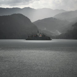 Low saturation photo of bled lake