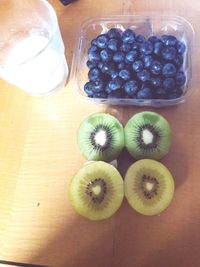 High angle view of fruits on table