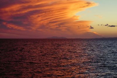 Scenic view of sea at sunset