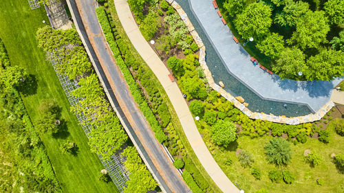 High angle view of road amidst landscape