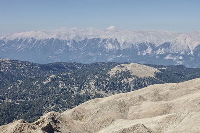 Scenic view of snowcapped mountains