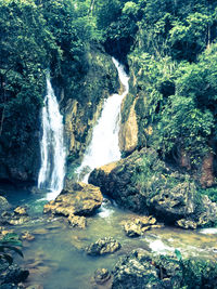 Scenic view of waterfall