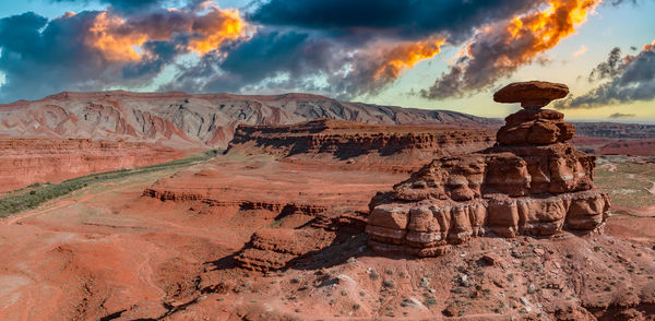 The balancing stone called mexican hat rock in utah. mexican hat