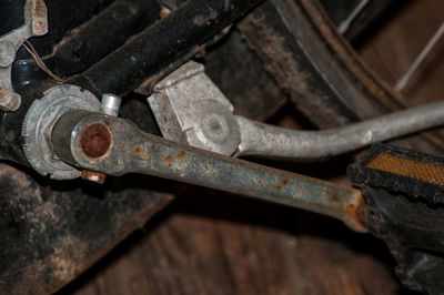 Close-up of old bicycle