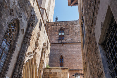 Exterior details in barcelona cathedral in the gothic neighborhood, spain.
