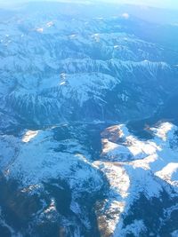 High angle view of snow on sea