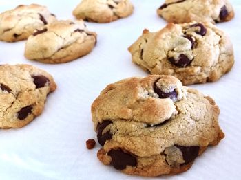 High angle view of cookies