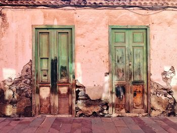 Closed door of old building