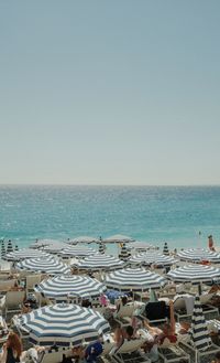 High angle view of sea against clear sky