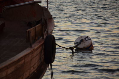 Abandoned boat in sea