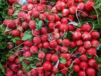 Full frame shot of cherries in market