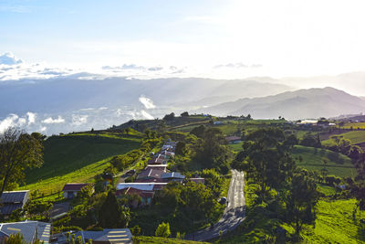 High angle view of landscape against sky