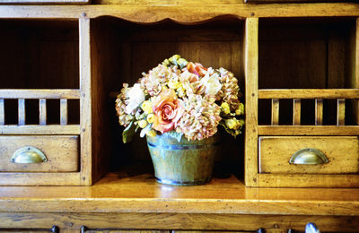 Close-up of flower pot on table