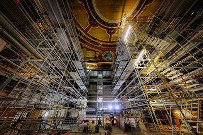 Low angle view of illuminated ceiling