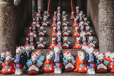 High angle view of people in traditional building