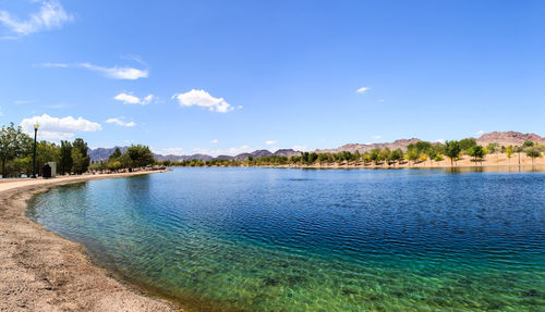 Scenic view of lake against sky