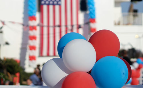 Balloons against american flag