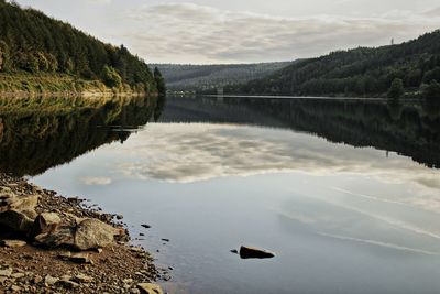 Scenic view of lake against sky