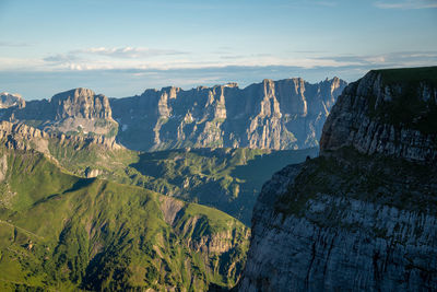 Panoramic view of mountains against sky