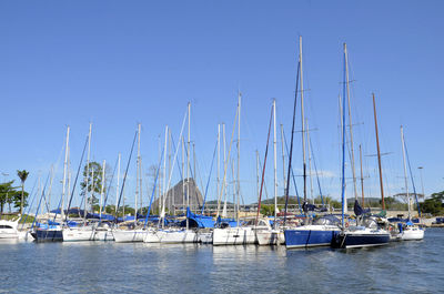 Boats in calm blue sea