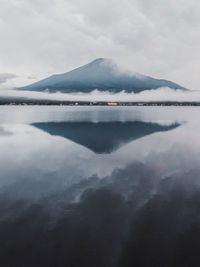 Shot of mount fuji and lake kawaguchi