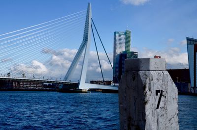 Suspension bridge over river