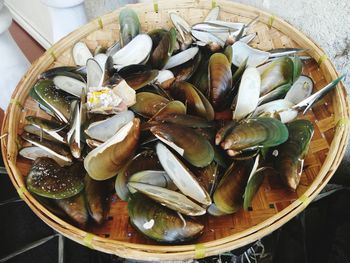 High angle view of food on table