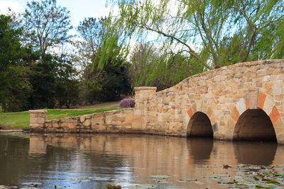 Arch bridge over river