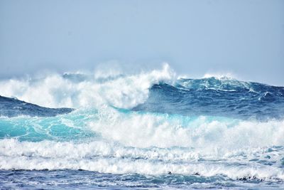 Atlantic ocean waves on fuerteventura canary island in spain